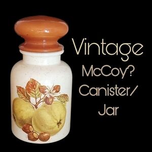Vintage apple pattern ceramic 7.5"H Canister or jar McCoy? Brand